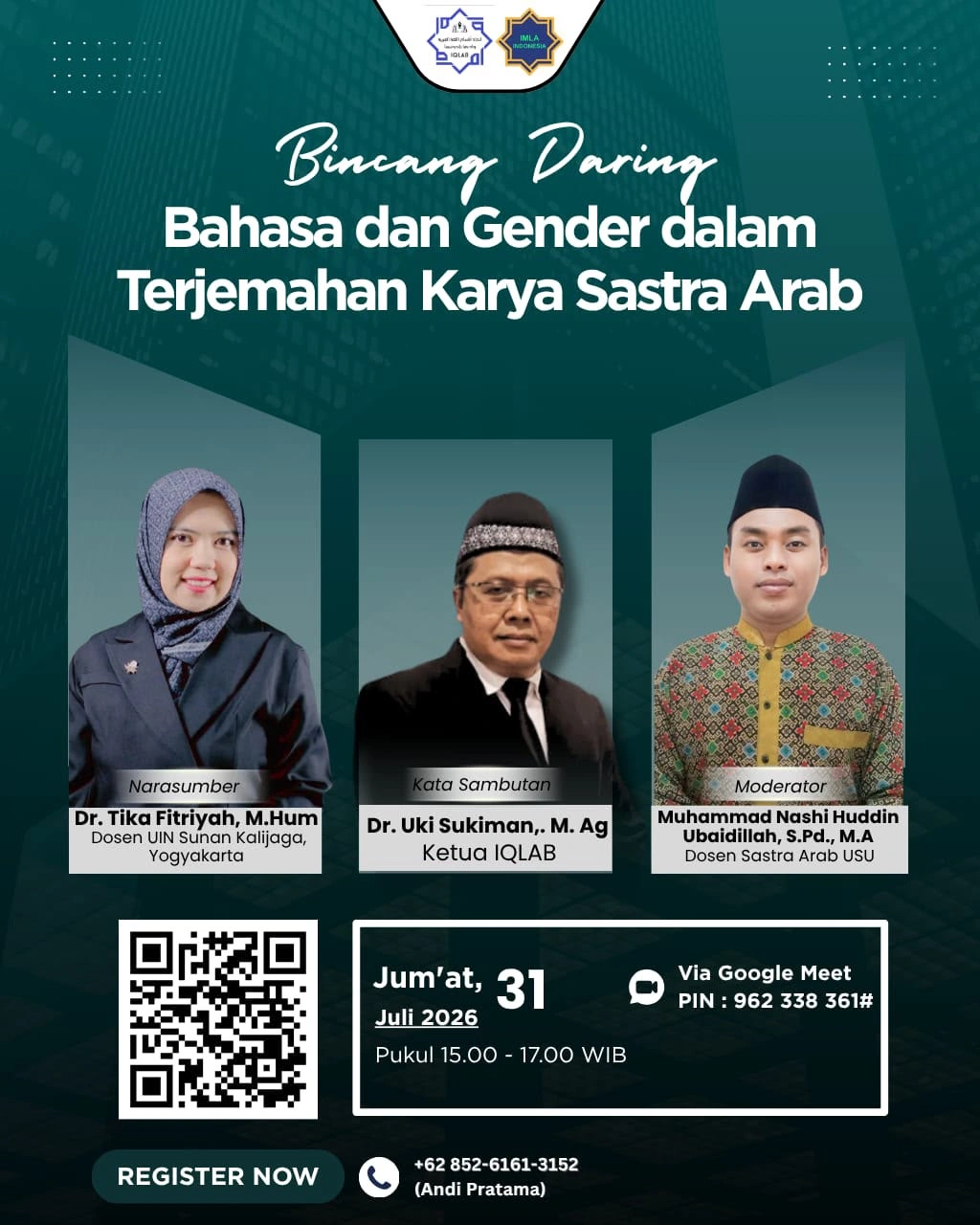 Bincang Daring, Bahasa dan Gender dalam Terjemahan Karya Sastra Arab